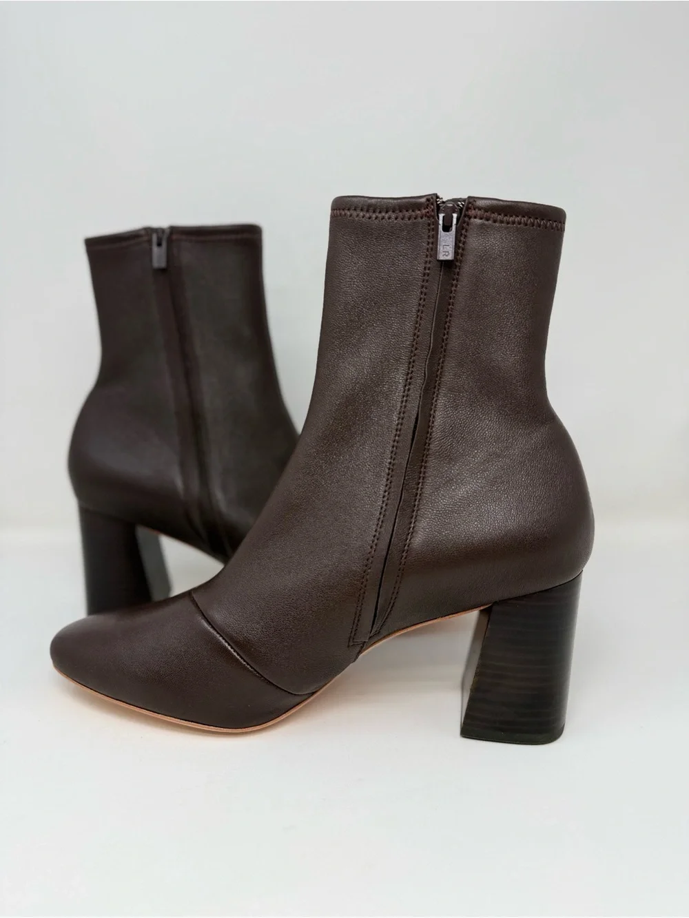 New Loeffler Randall Elise Brown Leather Stretch Bootie Sz 9.5